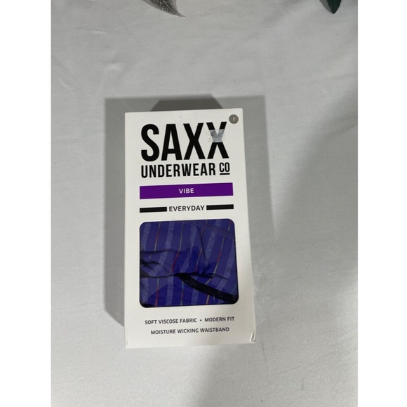 NIB SAXX [ Small ] Vibe Stretch Boxer Briefs in Purple‎ Gradient Stripe - Picture 4 of 15